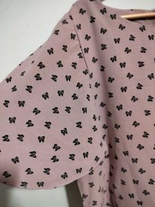 Cute Pink Bow Print Top