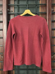 Maroon Sweater Knit Top Long Sleeve
