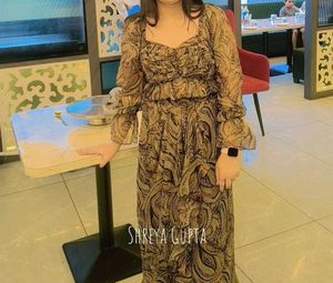 Boho Maxi Dress with Ruffle Sleeves size m