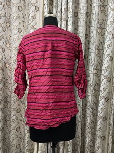 Chic Pink &amp; Black Striped Tunic Top