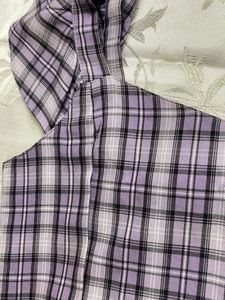 Purple Plaid Ruffle Sleeve Top