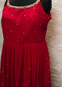 Red Embroidered Gown