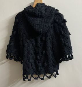 Black Knit Poncho