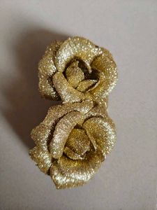 Sparkly Gold Rose Hair Clips