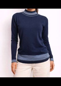 Navy Blue Mock Neck Sweater