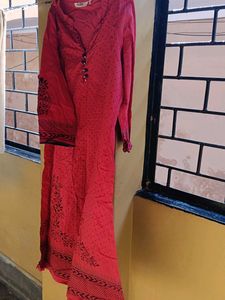 Maroon Polka Dot Kurta