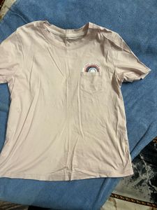 Cute Pink T-Shirt with Rainbow Pocket