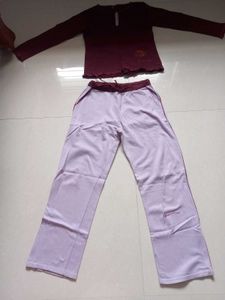 Lovable Burgundy &amp; Lavender Sweatpants Set