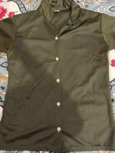 Olive Green Button-Up night suit
