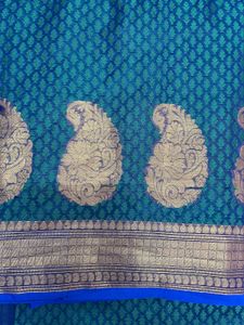 Elegant Teal Saree with Blue Border