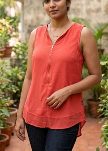109 F Rust Colour Sleeveless Top