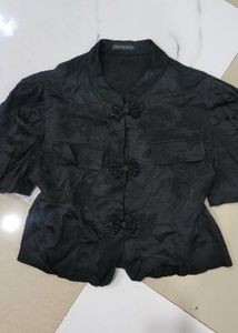 Elegant Black Asian-Inspired Blouse Chinese top