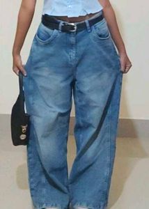 GLITCHEZ Women Wide Leg Light Faded Jeans