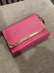 Pink Clutch with Gold Accents
