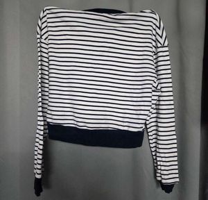 Striped Collared Pullover Top
