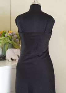 Black Satin Cowl Neck Dress