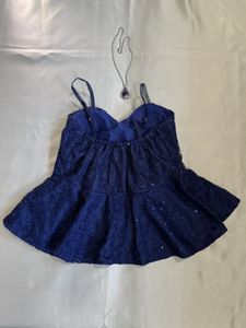 Navy Sequin Peplum Top