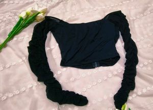 Chic Black Ruched Halter Top