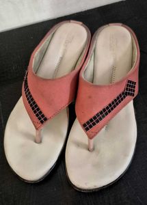 Coral Thong Sandals with Embellishments
