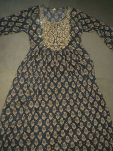 Elegant Navy Blue Printed Kurta