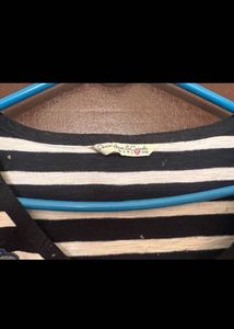 Striped T-shirt with Floral Embroidery
