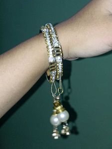 Sparkling Beaded Bangles with Pearl Danglers