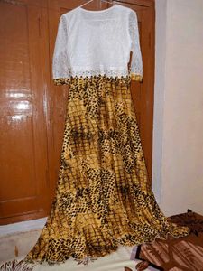 Yellow Brown Animal Print Maxi Dress 💛
