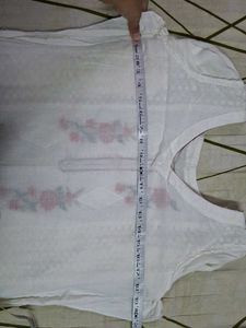 White Kurta With Red Floral Embroidery  🤍♥️