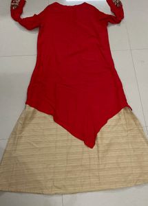 Red &amp; Gold Embellished Tunic Gown.