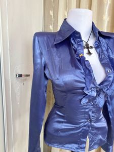 Elegant Ruffled Satin Blouse