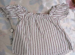 Off-Shoulder Striped Top