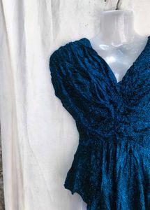 Sparkling Teal Blue Ruched Top