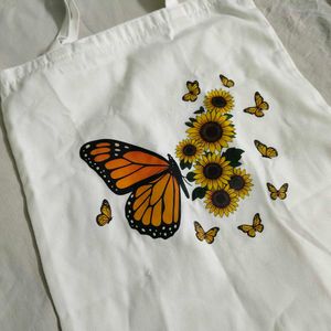 Cute Butterfly &amp; Sunflower Tote Bag