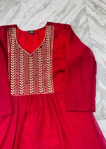 Elegant Red Embellished Ethnic Gown