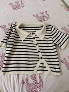 Striped Collared  Top