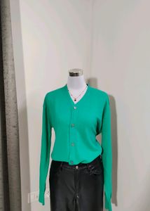 V Neck Woolen Fleece Cardigan