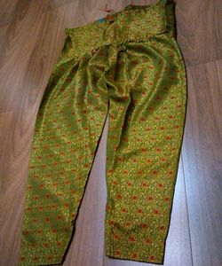 Lime Green Colour Salwar With Golden Design