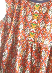 Ikkat Pattern Embroidered real mirror work