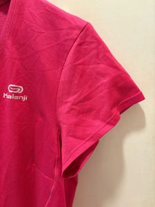 Pink V-Neck Athletic T-Shirt