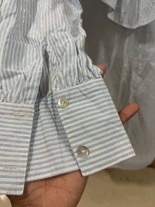 Frilled Blue And White Summer Dress