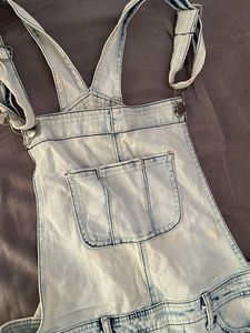 Light Wash Denim Overall Shorts