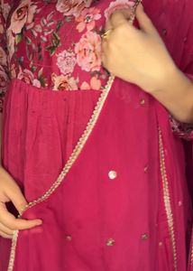 Pink chinnon gown suit set