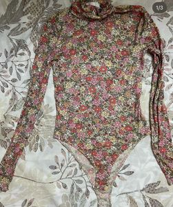 Floral Print Turtleneck Bodysuit