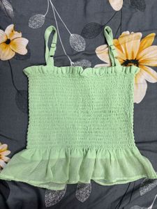 Green Ruffle Top With Shrug