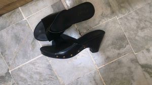 Black Wedge Mules
