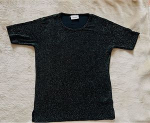Sparkly Black Short Sleeve Top