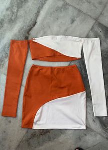 Orange &amp; White Two-Piece Set