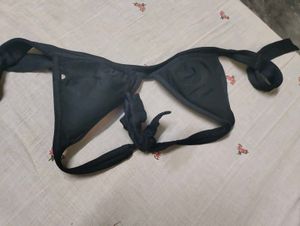Black Ribbed Halter Bikini Top