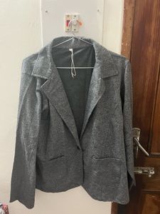 Grey Textured Blazer Jacket