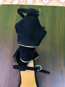 Stylish Black Suede Strappy Heels